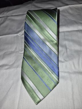 Micheal (Micheal Kors) Green and Blue Diagonal Stripe Men’s Silk Tie